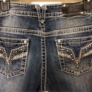 Vintage Vigoss Dark Blue Chelsea Slim Boot Cut rhinestone jeans
